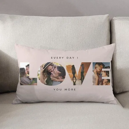 Valentine's Day Modern Love Collage Customized Photo Printed Pillow Cover