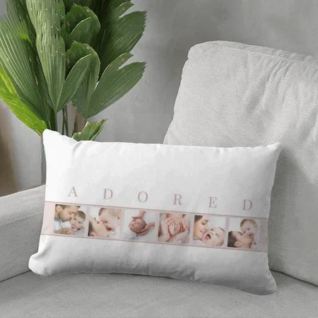 Pink and White Baby Photo Collage Customized Photo Printed Pillow Cover