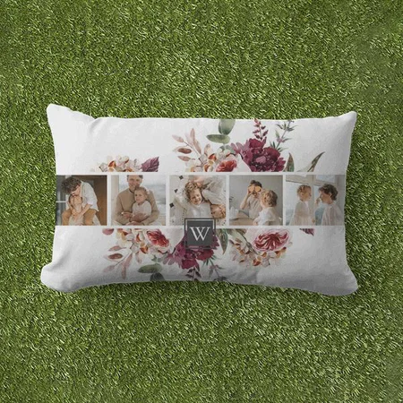 Trendy Collage Family Photo Colorful Flowers Design Customized Photo Printed Pillow Cover