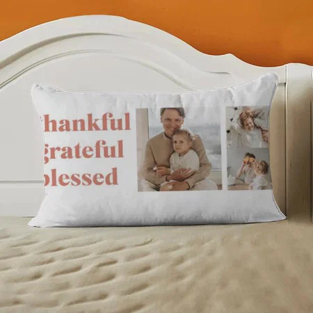 Modern Three Photo Collage Customized Photo Printed Pillow Cover