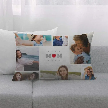 Best Mom Ever Mother's Day 7 Photo Collage Customized Photo Printed Pillow Cover