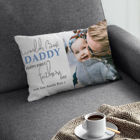Happy First Fathers Day Photo Customized Photo Printed Pillow Cover
