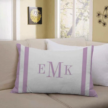 Lilac Purple Preppy Ribbon Monogram Customized Photo Printed Pillow Cover