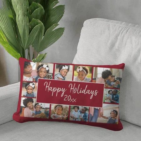 Red 10 Photo Collage Customized Photo Printed Pillow Cover