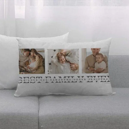 Trendy Photo Collage & Best Family Ever Customized Photo Printed Pillow Cover