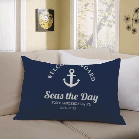 Welcome Aboard Nautical Design Customized Photo Printed Pillow Cover