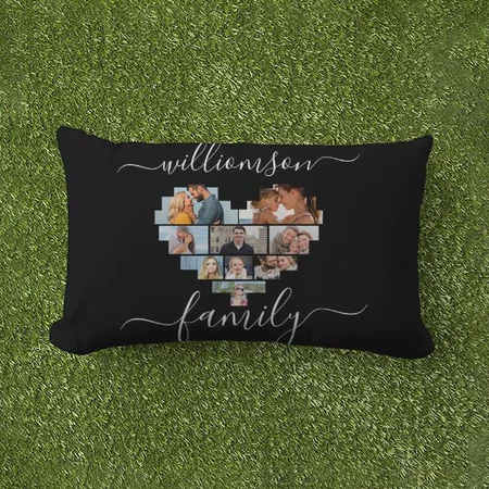 Heart Shaped Family Photo Collage Customized Photo Printed Pillow Cover