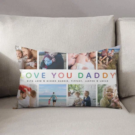 Rainbow Love You Daddy Photo Collage Customized Photo Printed Pillow Cover