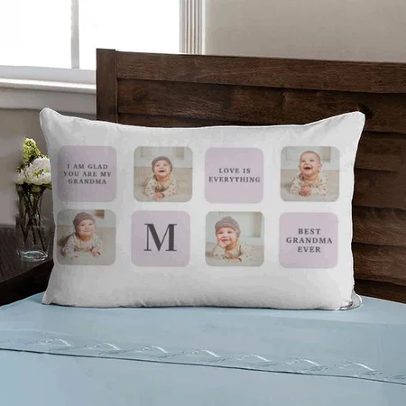 Purple Modern Photo Collage Customized Photo Printed Pillow Cover