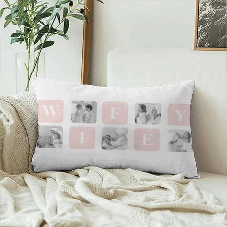 Modern Pink Photo Collage For Lovely Wifey Design Customized Photo Printed Pillow Cover