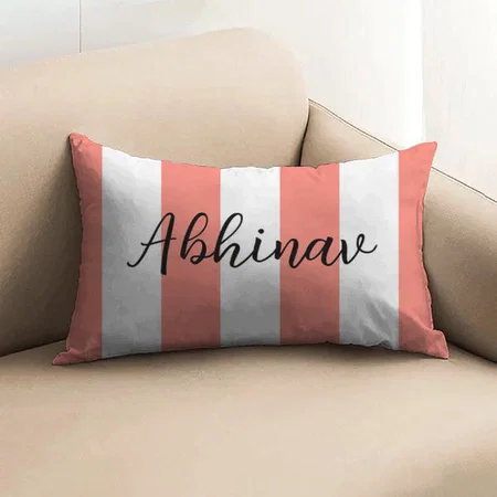 Pink White Stripes Design Customized Photo Printed Pillow Cover