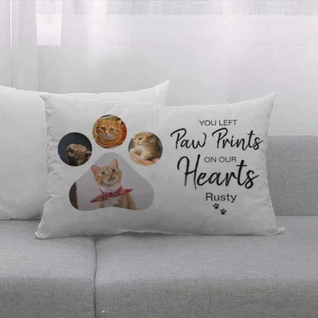 Stylish Paw Print Photo Collage Design Customized Photo Printed Pillow Cover