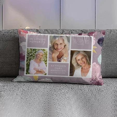 Elegant Lilac Floral Photo Collage Customized Photo Printed Pillow Cover