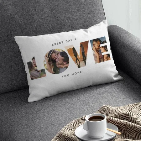 Modern LOVE Collage Valentine's Day Customized Photo Printed Pillow Cover
