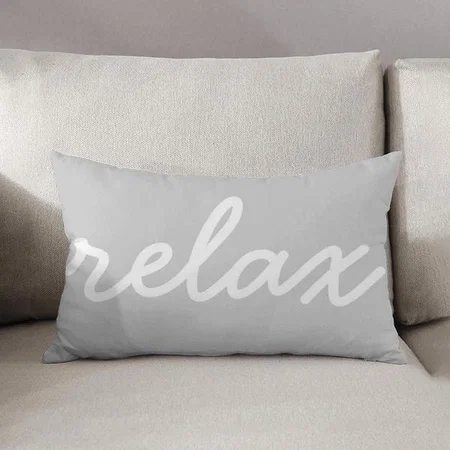 Relax Gray & White Script Design Customized Photo Printed Pillow Cover