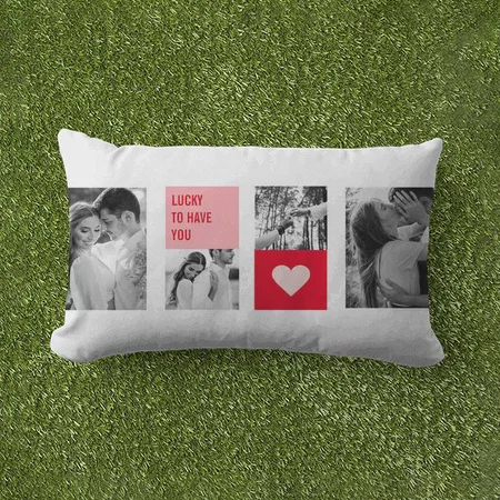 Modern Valentines Day Couple Photo Collage Customized Photo Printed Pillow Cover