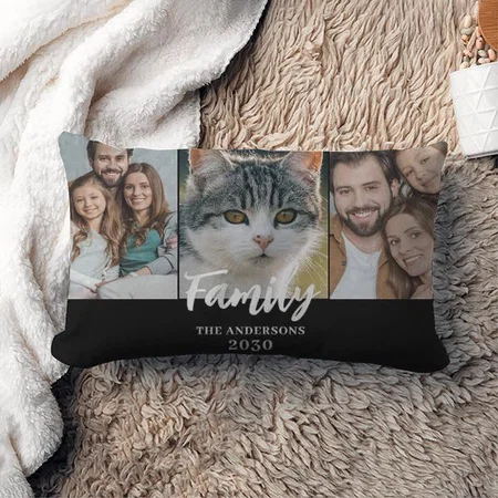 3 Photo Family Collage Customized Photo Printed Pillow Cover