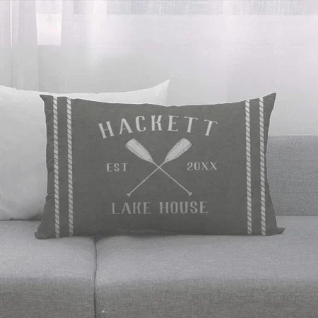 Grey & White Modern Name Customized Photo Printed Pillow Cover