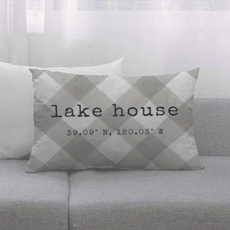 White Brown Checked Design Customized Photo Printed Pillow Cover