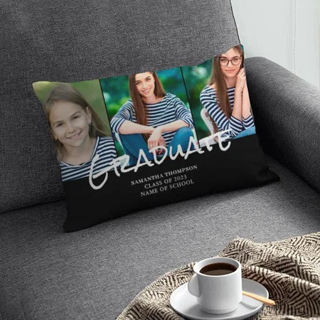3 Photo Collage Graduation Customized Photo Printed Pillow Cover