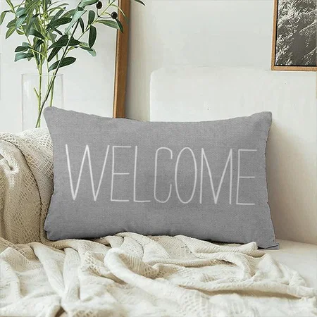 Rustic Grey Welcome Customized Photo Printed Pillow Cover