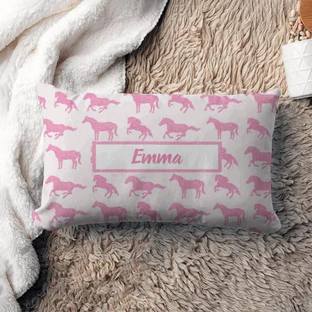 Pink Glitter Horse Pattern Design Customized Photo Printed Pillow Cover