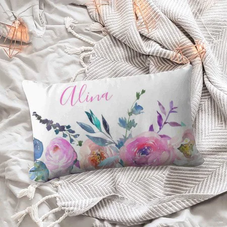 Sunrise Boho Floral Monogram Customized Photo Printed Pillow Cover