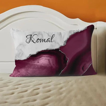 Burgundy Agate White Marble Silver Glitter Customized Photo Printed Pillow Cover
