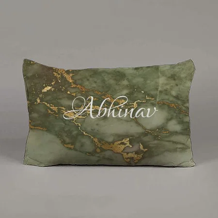 Olive Green Faux Gold Foil Marble Design Customized Photo Printed Pillow Cover