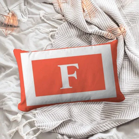 Orange Trendy Burnt Monogram Customized Photo Printed Pillow Cover