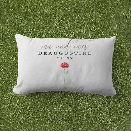 Rose Design with Mr & Mrs Customized Photo Printed Pillow Cover