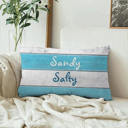 Turquoise Sandy Toes Salty Kisses Customized Photo Printed Pillow Cover