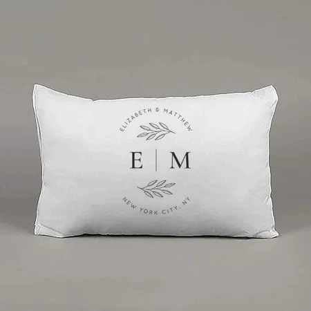 Wedding Elegant Simple Monogram Customized Photo Printed Pillow Cover