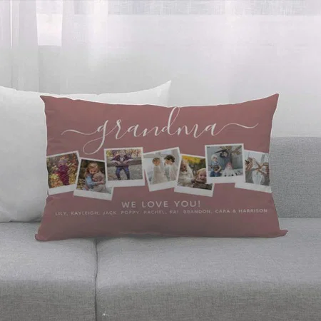 Elegant Grandma Photo Collage Customized Photo Printed Pillow Cover