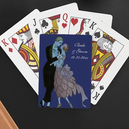 Vintage Art Deco Newlyweds, Love Wedding Dance Customized Photo Printed Playing Cards