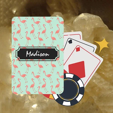Pink Flamingo Pattern Customized Photo Printed Playing Cards