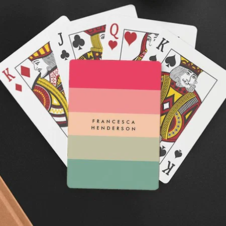 Colorblock Horizontal Stripe Customized Photo Printed Playing Cards