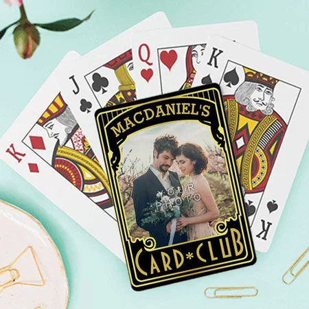 Black Gold Couple Photo Design Customized Photo Printed Playing Cards