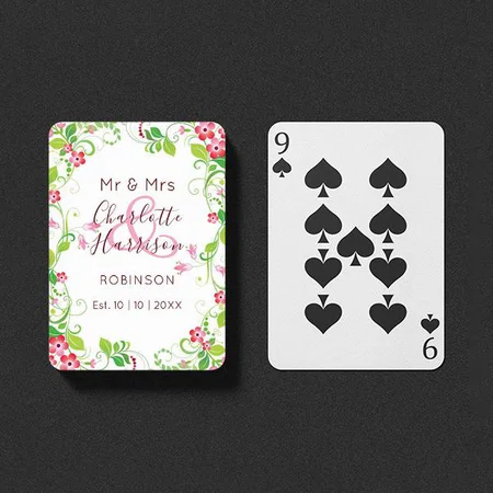 Mr and Mr Floral Design Customized Photo Printed Playing Cards