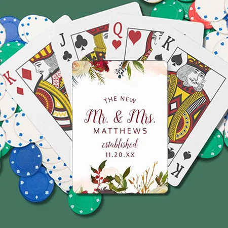 The New Mr. and Mrs. Newlyweds Design Customized Photo Printed Playing Cards