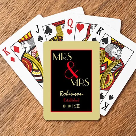 Mrs and Mrs Wedding Design Customized Photo Printed Playing Cards
