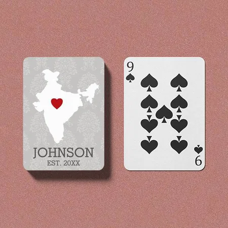Home State Map Art with Red Heart Customized Photo Printed Playing Cards