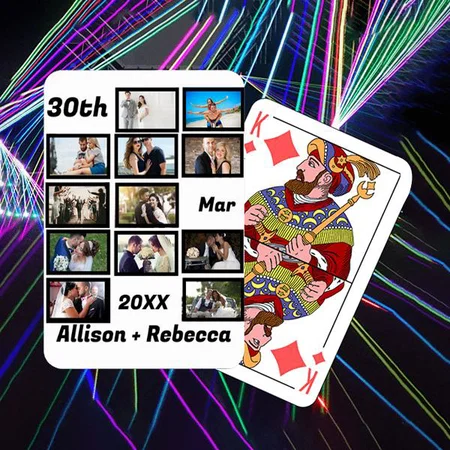 Wedding Anniversary 12 Photo Collage Customized Photo Printed Playing Cards