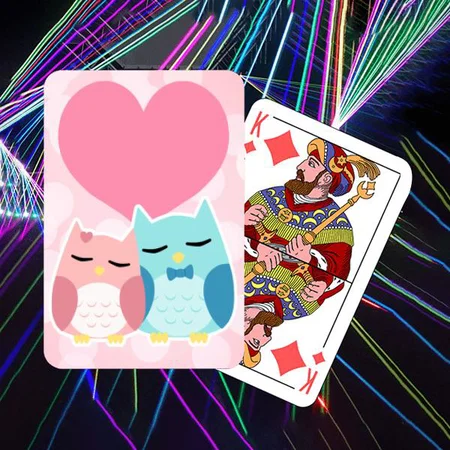 Cute Owl Couple Customized Photo Printed Playing Cards