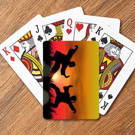 Couple Doing Wushu At Sunset Design Customized Photo Printed Playing Cards