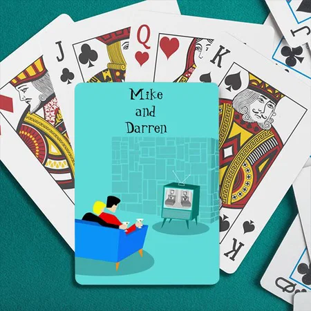 Friend Watching TV Customized Photo Printed Playing Cards