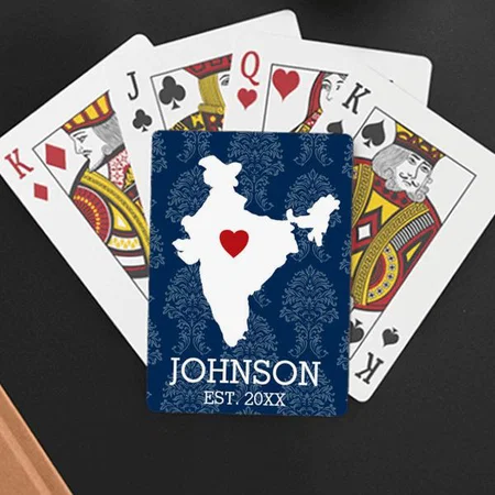 India Map Art Customized Photo Printed Playing Cards