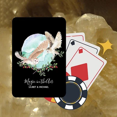 Owl Couple Design Customized Photo Printed Playing Cards