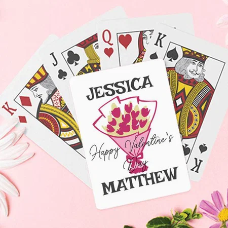 Simple Elegant Cute Valentine, Sweet for Couple Customized Photo Printed Playing Cards