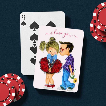 Cute Romantic Couple Customized Photo Printed Playing Cards